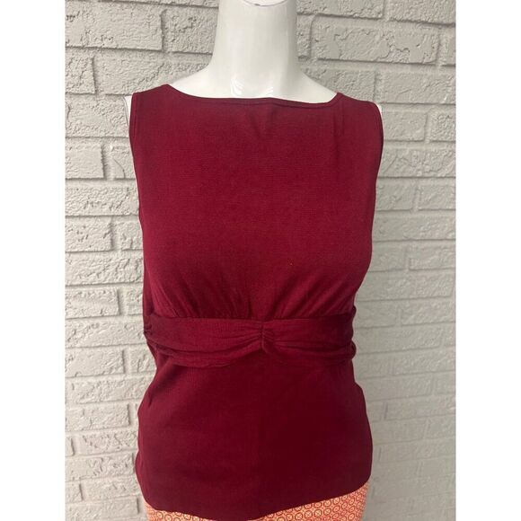 Ann Taylor Women Burgundy Sleeveless Knit Top Size M - Picture 5 of 7